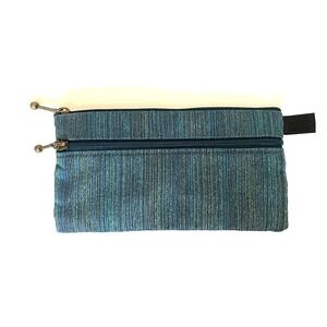 Maruca Designs HEIDI Wallet BLUE/GREEN Jacquard Design 4" x 7" EUC